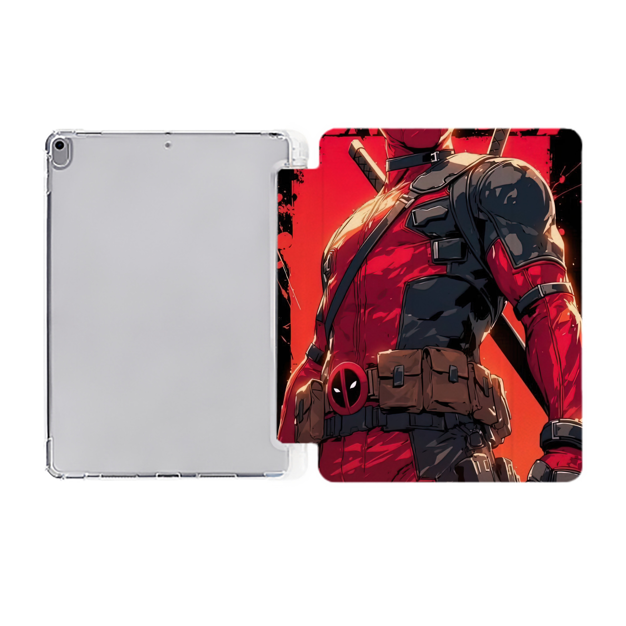 （画像用） Deadpool デッドプール IPad ケース ペン収納付き 三つ折りスタンド PUレザー×シリコン 対応機種9.5/10.5/10.9インチ